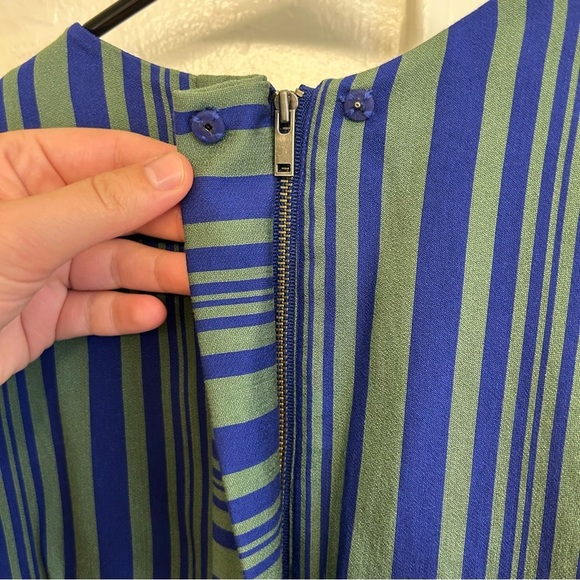COS Blue Green Striped Sleeveless A-Line Dress Size US 6 - Picture 9 of 14